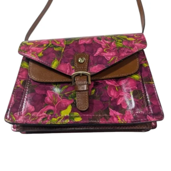 Patricia Nash Bougainvilleas Along The Coast Floral Leather Crossbody Bag